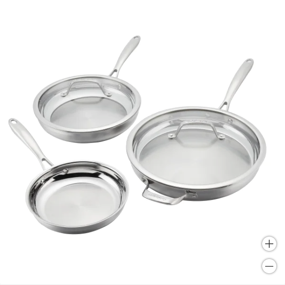 Cuisinart Tri-Ply Clad Stainless Steel 5-piece Skillet Set (Used)