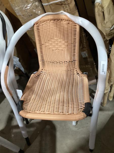Lot # 1949 Rattan Stacking Chairs with Cross Back Support $86