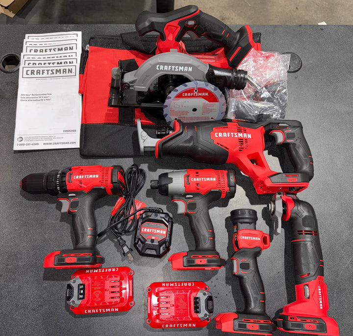 CRAFTSMAN V20 20-volt Max 6-Tool Power Tool Combo Kit with Soft Case (open box)
