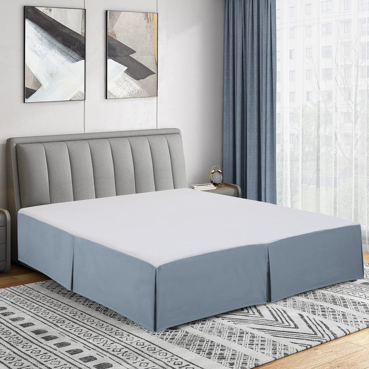 Lot # 937 Cathay Home Microfiber Bed Skirt Queen Blue Fog $17.00
