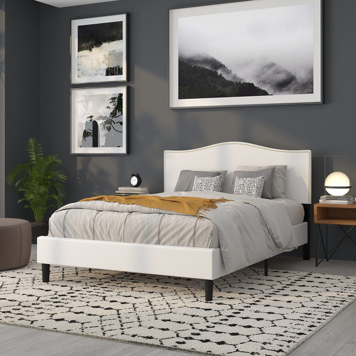 Lot # 1559 Flash Furniture Lexington Upholstered Queen Size Headboard with Accent Nail Trim in White Fabric