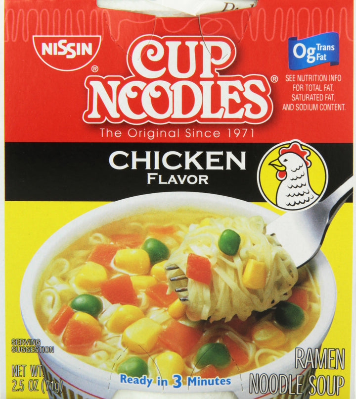 Lot # 1580 Nissin Chicken Cup Noodles, 2.4 Ounce (Pack of 24)