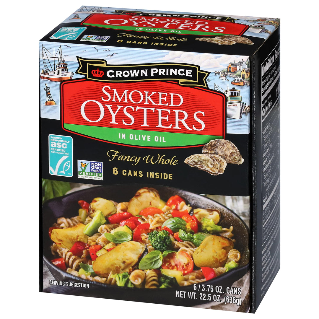 Lot # 1099 Crown Prince Smoked Oysters 6-pk $23.99