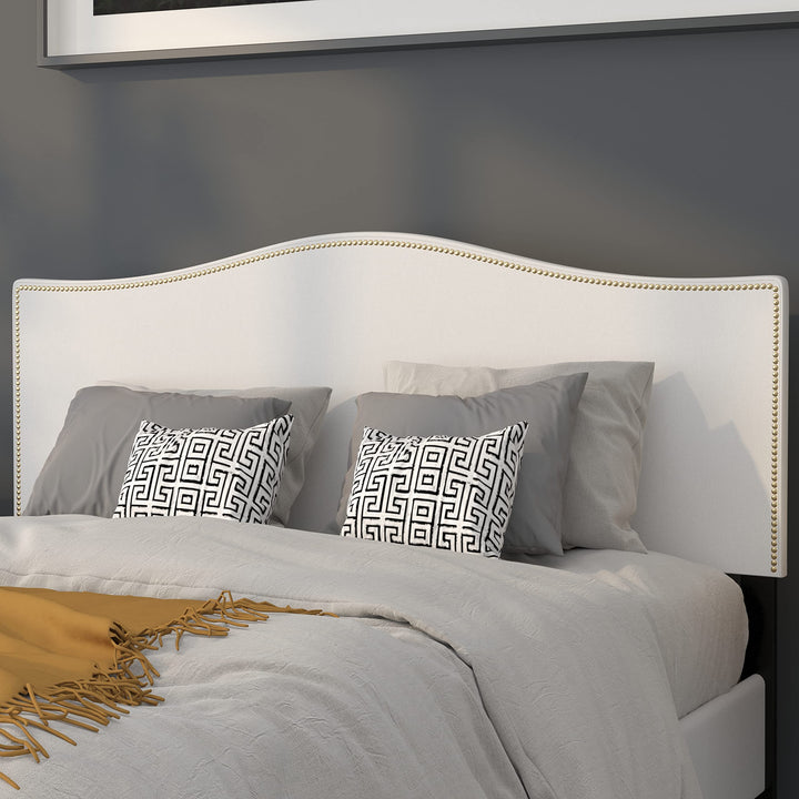 Lot # 1872 Flash Furniture Lexington Upholstered Queen Size Headboard with Accent Nail Trim in White Fabric