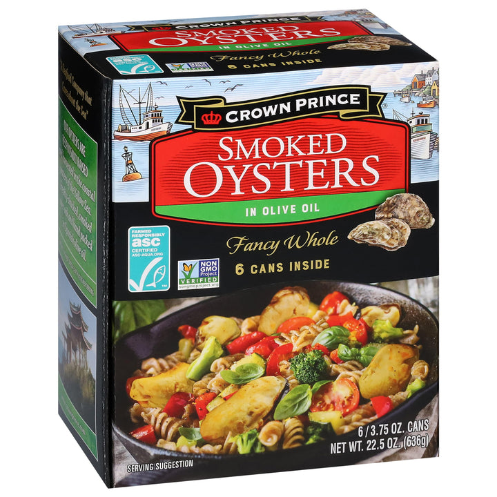 Lot # 1099 Crown Prince Smoked Oysters 6-pk $23.99