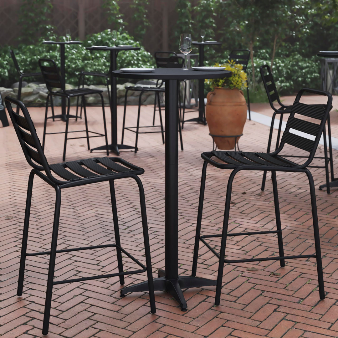 Lot # 1591 Flash Furniture Metal Bar Table - Aluminum Patio Table - Mellie 23.5"H Round Bar Height Table - Indoor/Outdoor - Black