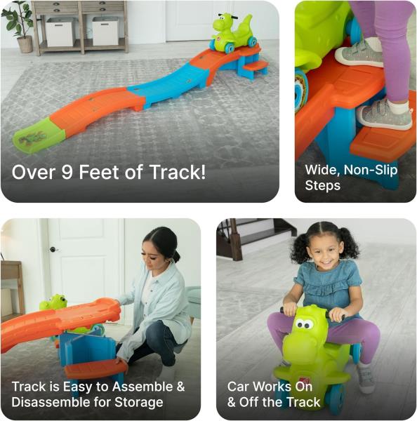 Lot # 1618 Step2 Dino Dash Up & Down Roller Coaster Kids Ride On Toy, Push Car, Indoor/Outdoor Playset, Made of Durable Plastic, Max Weight 50 lbs., for Toddlers 2-5 Years Old