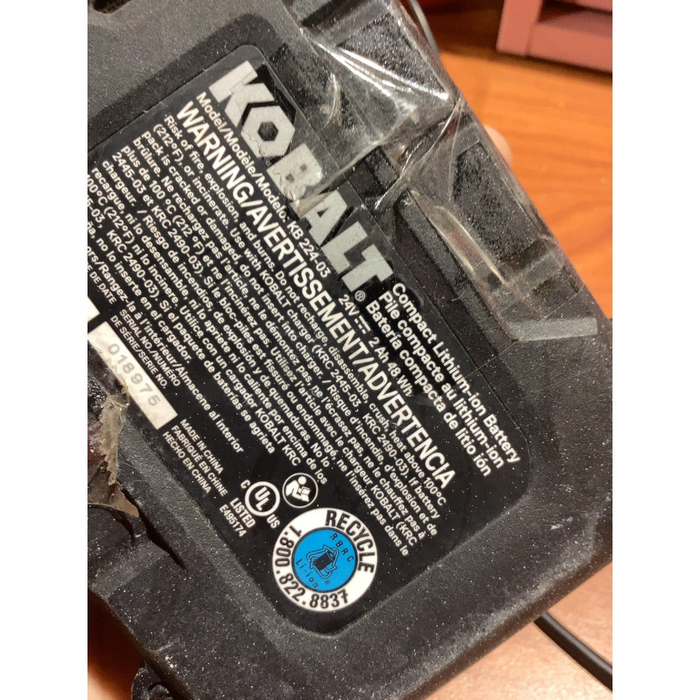 Lot # 1314 KOBALT 24V 2.0Ah Li-ion Battery KB 224-03 $10