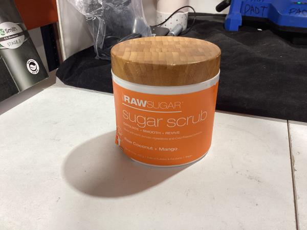 Lot # 407 Raw Sugar Exfoliating Sugar Scrub  Raw Coconut and Mango  15 Oz