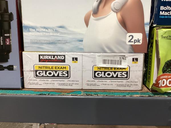 Lot # 1761 Kirkland Nitrile Powder Free Exam Blue Gloves(400)