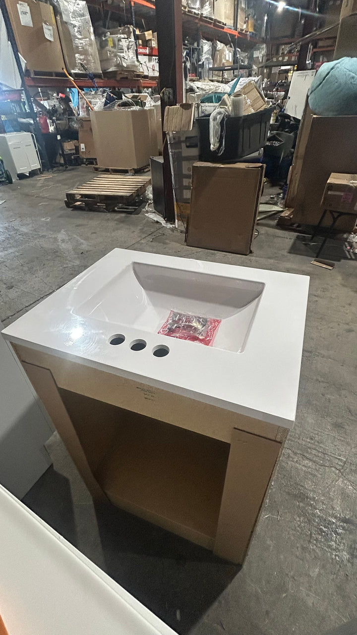 Style Selections Esterbrook 24-in Dark Gray Single Sink Bathroom Vanity with White Cultured Marble Top (Open Box)