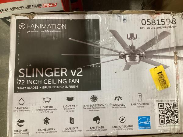 Lot # 630 Fanimation Studio Collection Slinger v2 72-in $320