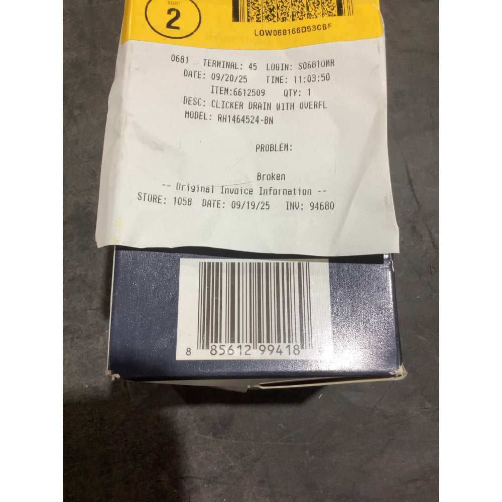Lot # 1769 Kohler Bathtub Drain $33.21