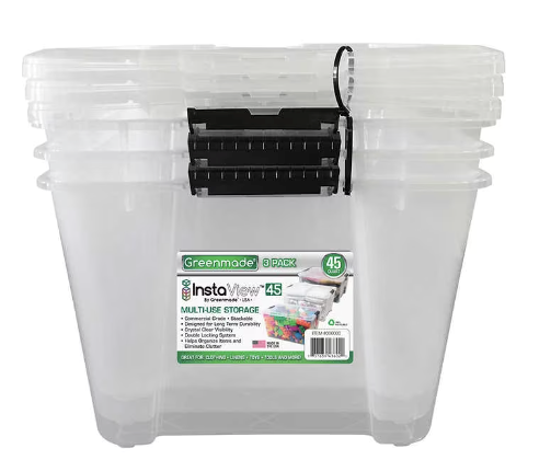 Lot # 2038 Greenmade InstaView 45 MultiUse Storage Bin(3) $49