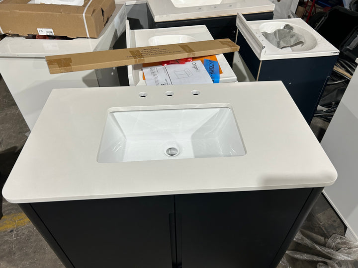 Origin 21 Jenkins 36-in Black Undermount Single Sink Bathroom Vanity with White Engineered Stone Top (open box)