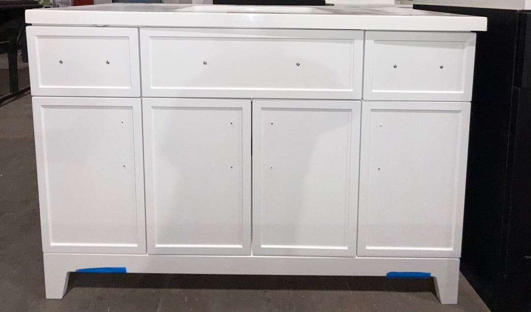 Style Selections Potter 48-in True White Single Sink Bathroom Vanity with White Cultured Marble Top (Open Box)