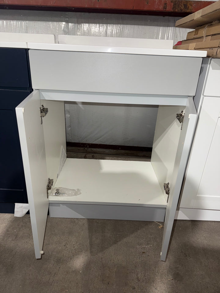 Project Source Dover 24-in Light Gray Single Sink Bathroom Vanity with White Cultured Marble Top (open box)