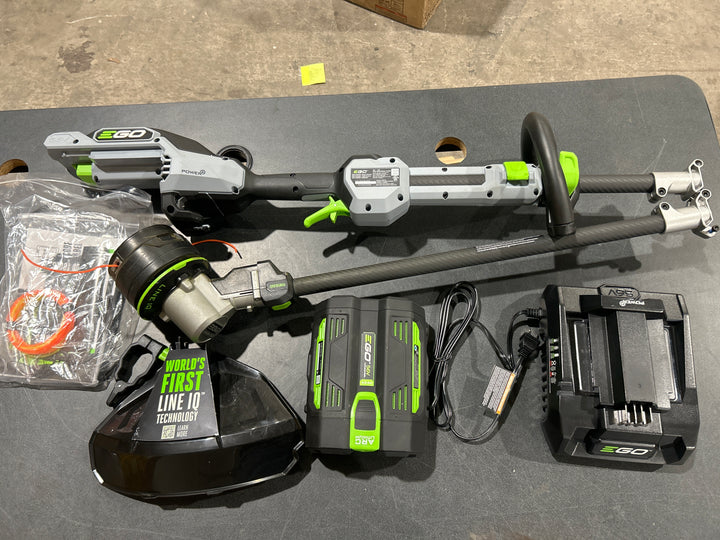 EGO POWER + POWERLOAD with LINE IQ 56-volt 16-in Telescopic Shaft Battery String Trimmer 4 Ah (Battery and Charger Included)(used)