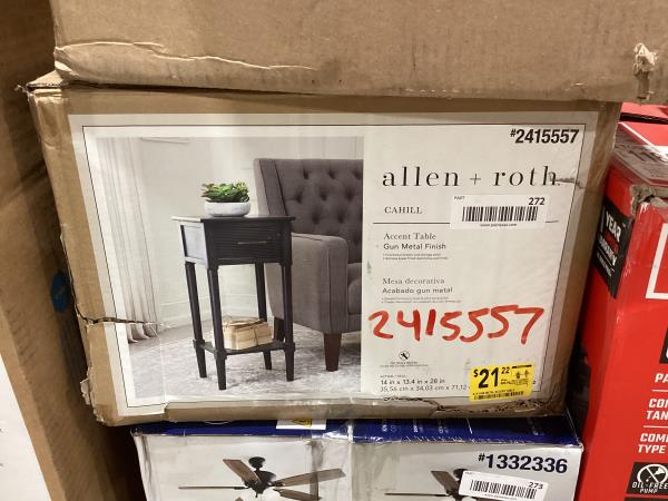Lot # 272 Allen+Roth Gunmetal Wood Midcentury End Table $65