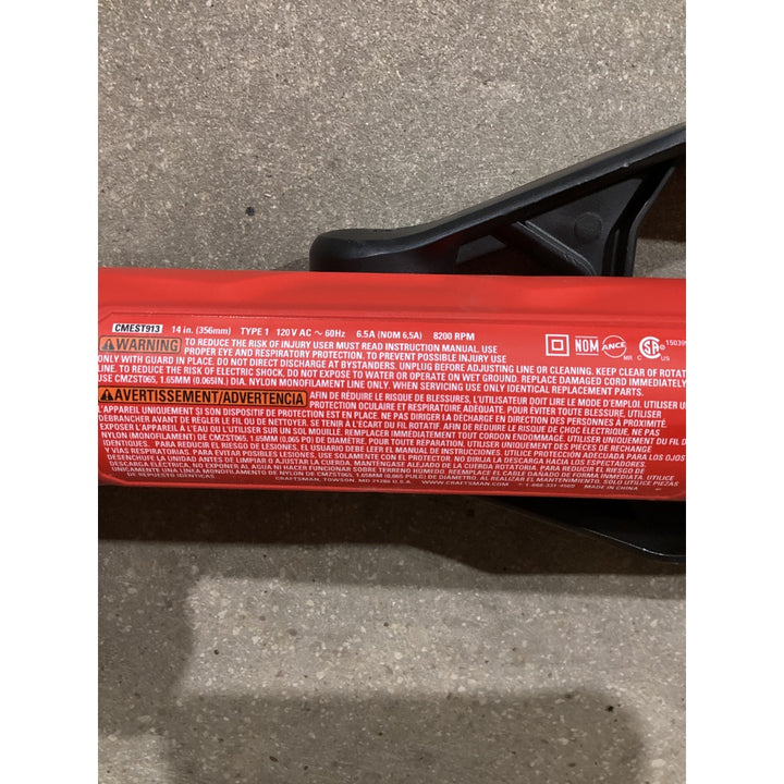 Lot # 1273 Craftsman CMES713 Electric String Trimmer - 14-inch Cutting Path, 6.5A, 8200 RPM, Red and Black