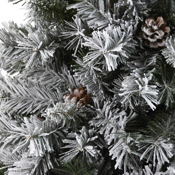 Lot # 1895 Nearly Natural 6ft. Flocked White River Mountain Pine Artificial Christmas Tree with Pinecones