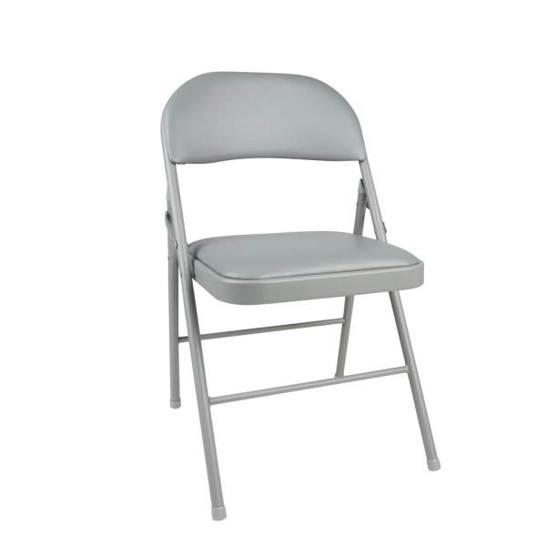 Lot # 2180 Gray Standard Indoor Folding Chair with Padded Seat