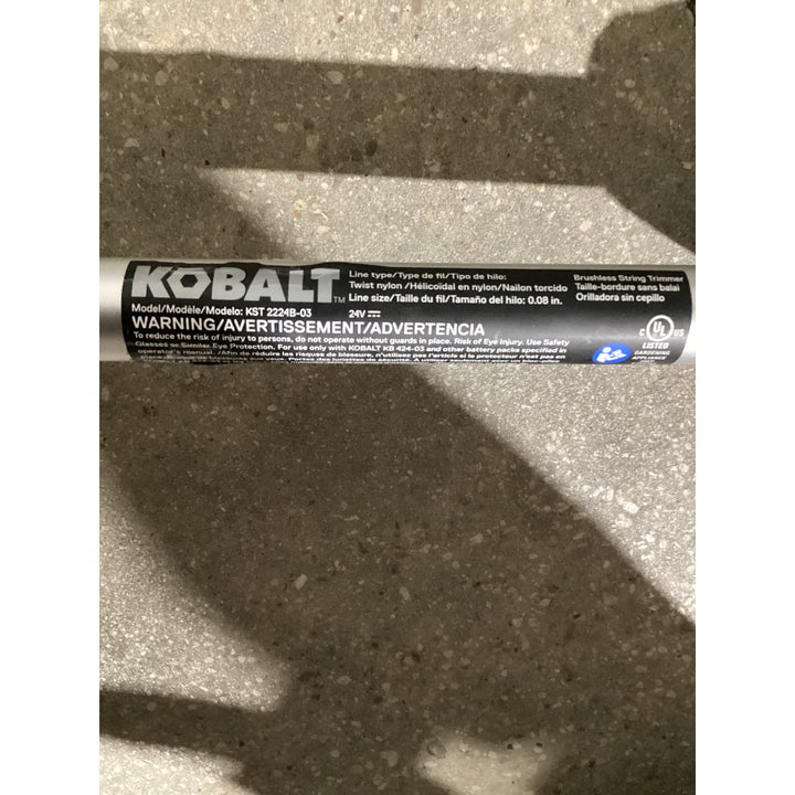 Lot # 1295 KOBALT Brushless String Trimmer KST 224B-03 - 24V, 0.08in Twist Nylon Line, Blue/Silver