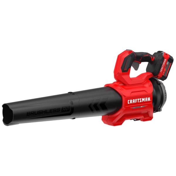 Soplador de hojas portátil a batería CRAFTSMAN V20 Brushless RP de 20 voltios, máx. 410 CFM, 110 MPH, 5 Ah (batería y cargador incluidos)