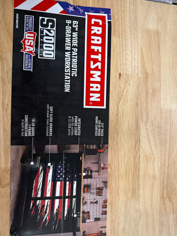 CRAFTSMAN 63-in 9 -Drawers Rolling Black Butcher block Work Bench (open box)