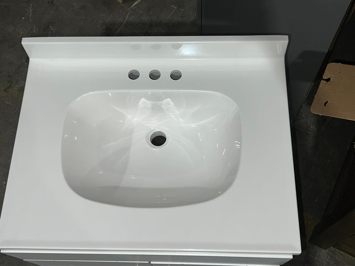 Project Source Dover 24-in True White Single Sink Bathroom Vanity with White Cultured Marble Top (open box)