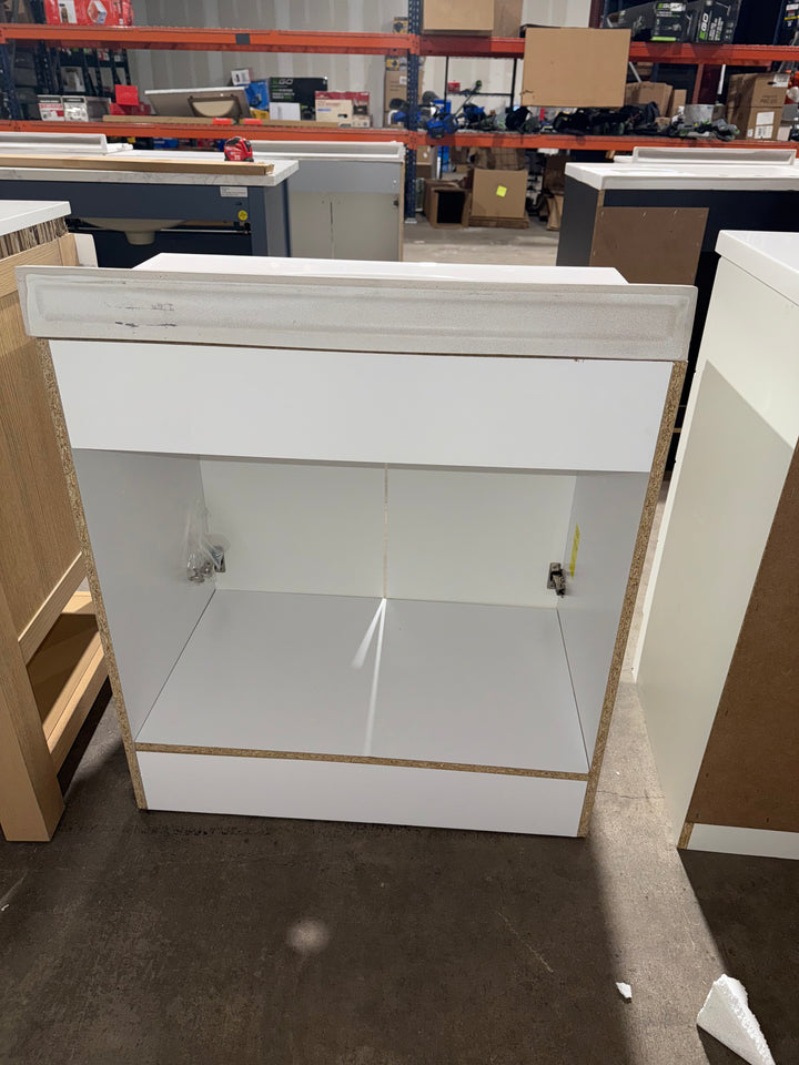 Project Source Dover 30-in True White Single sink Bathroom Vanity with White Cultured marble Top (Open Box)