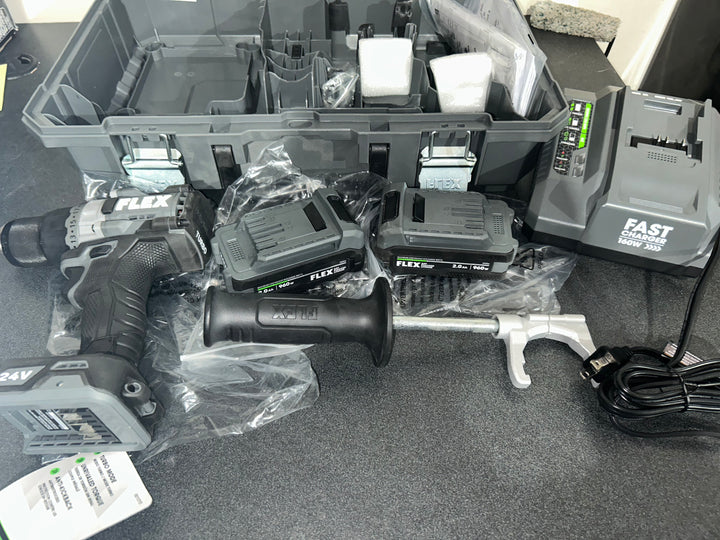 FLEX STACKED LITHIUM 24-volt 1/2-in Keyless Brushless Cordless Drill 2 -Batteries Included (Hard Case Included) (USED)