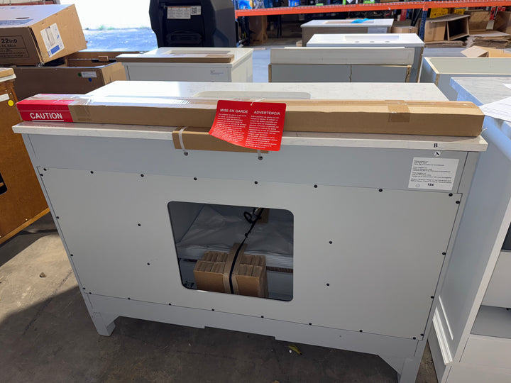 allen + roth Crest Hill 48in Muse Gray Single Sink Bathroom Vanity w Carrara Marble Top (MP only, Dont List)