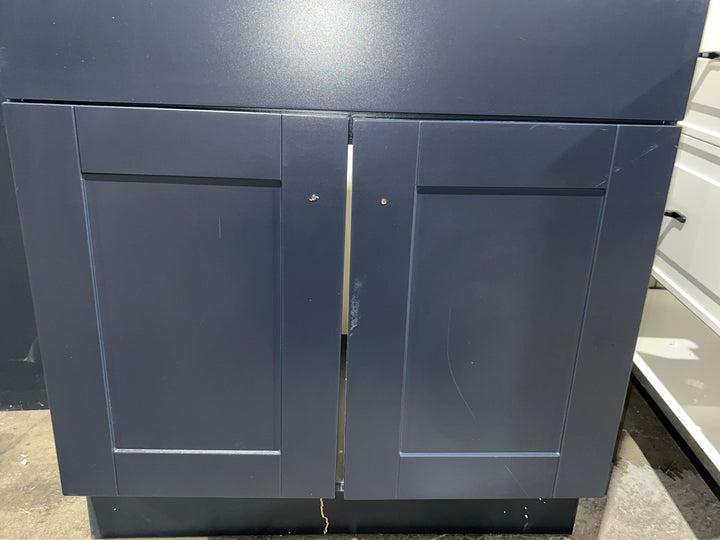 Project Source Dover 30-in Navy Blue Single Sink Bathroom Vanity with White Top (DAMAGED)(DONT LIST) (MP ONLY)