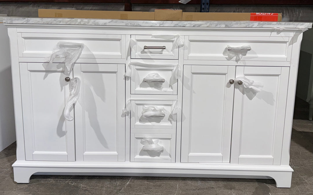 allen + roth Roveland 60-in White Undermount Double Sink Bathroom Vanity with Top (damaged)