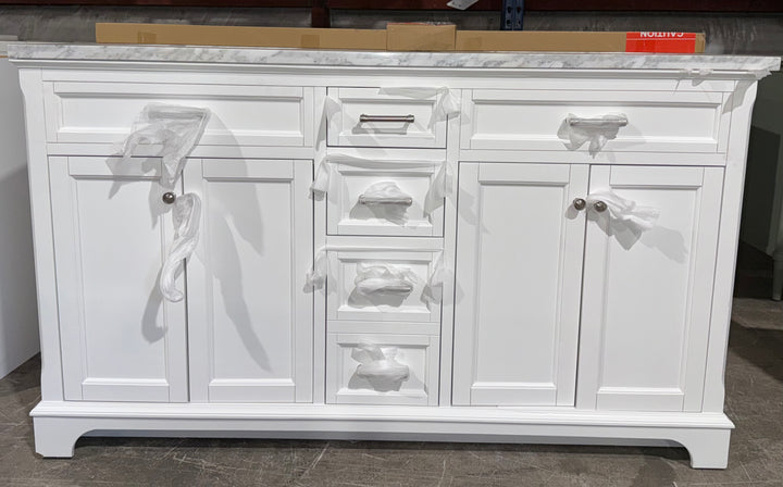 allen + roth Roveland 60-in White Undermount Double Sink Bathroom Vanity with Top (damaged)