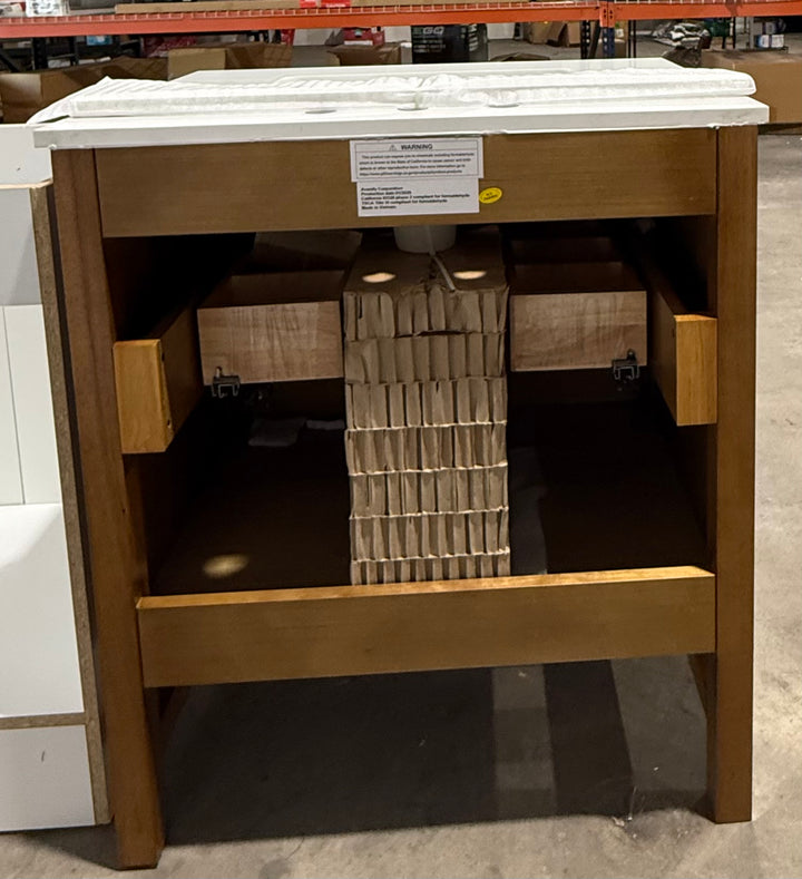 Origin 21 Lolli 30-in Walnut Bathroom Vanity with White Stone Top (open box)