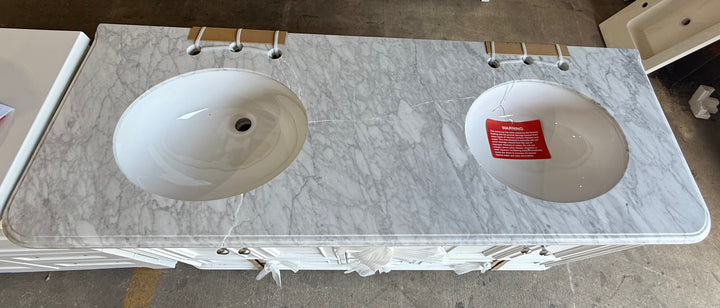 allen + roth Wrightsville 48-in Muse Gray Undermount Single Sink Bathroom Vanity with Natural Carrara Natural Marble Top (Damaged)