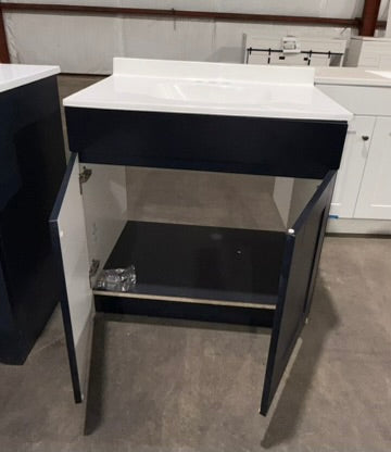 Project Source Dover 30-in Navy Blue Single Sink Bathroom Vanity with White Top (Open Box)