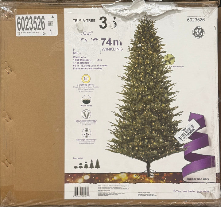 GE 9-ft Montana Fir Pre-lit Artificial Christmas Tree with White LED Lights (NEW)