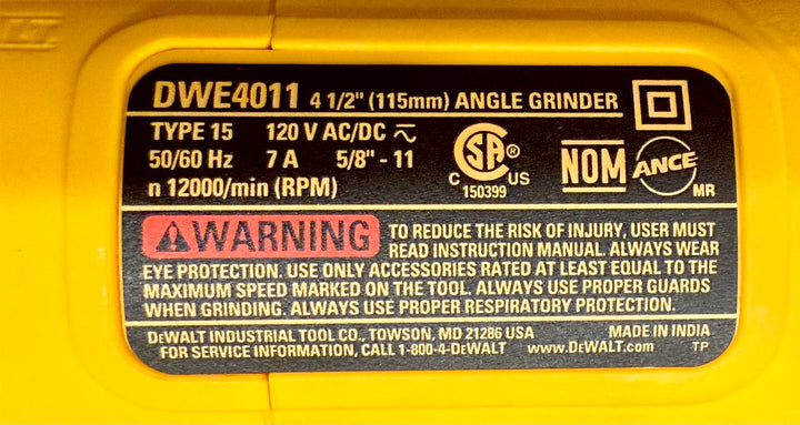 DeWalt 7 Amp 4.5 in. Small Corded Angle Grinder with 1-Touch Guard