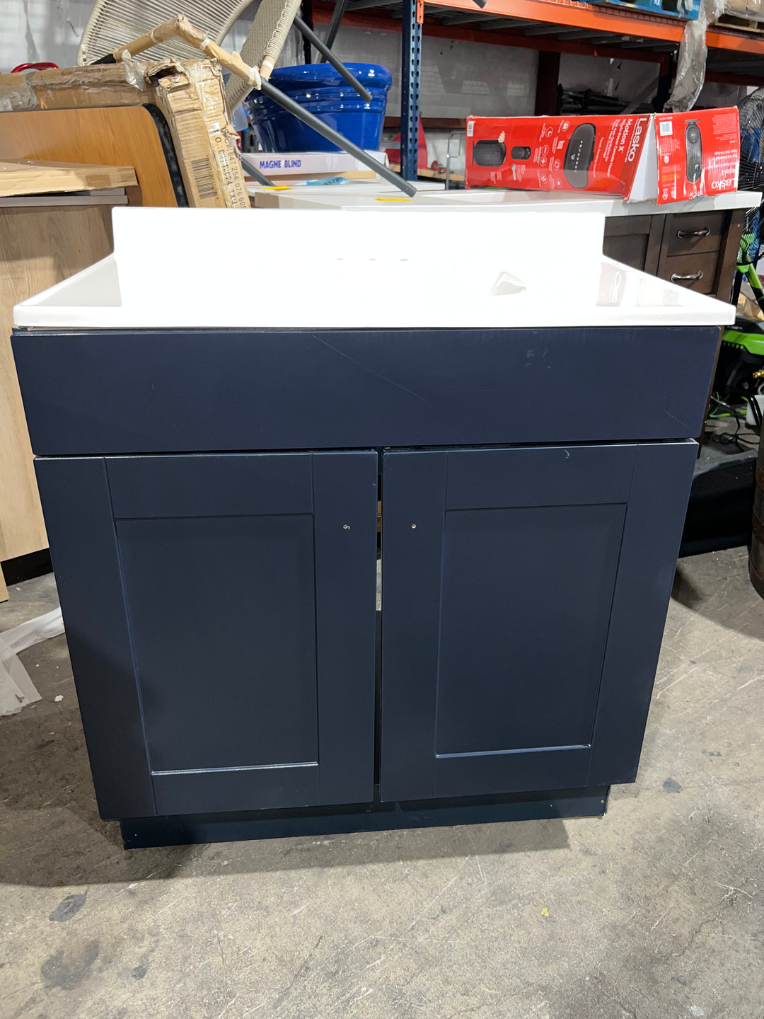 Project Source Dover 30-in Navy Blue Single Sink Bathroom Vanity with White Top (DONT LIST) (MP ONLY) (Copy)