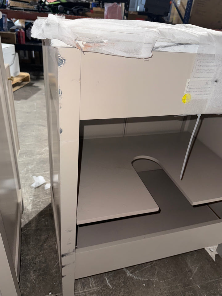 allen + roth Sandbanks 30-in Flaxen Greige Undermount Single Sink Bathroom Vanity with White Engineered Stone Top Damaged