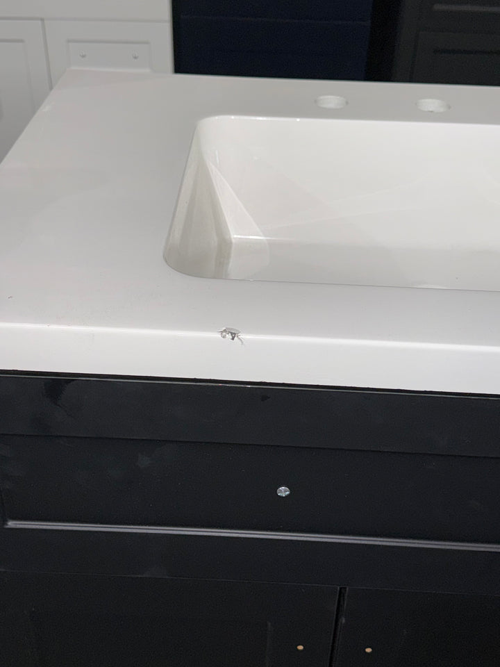 Style Selections Cauley 60-in Black Double Sink Bathroom Vanity with White Cultured Marble Top Damaged