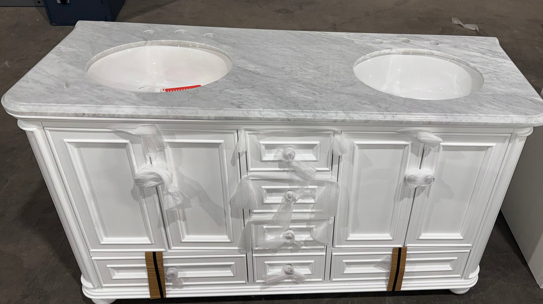 allen + roth Wrightsville 60-in Muse Gray Double Sink Bathroom Vanity Top Damaged