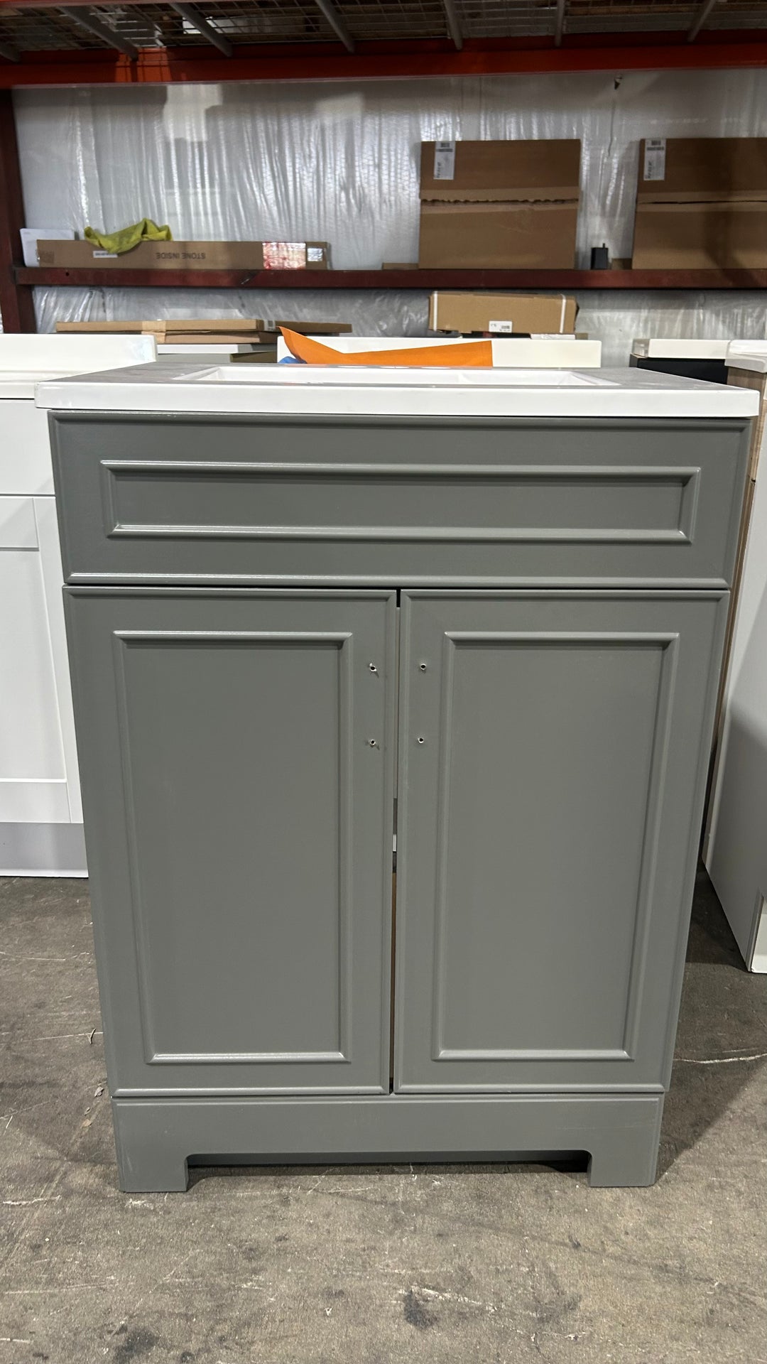 Style Selections Esterbrook 24-in Dark Gray Single Sink Bathroom Vanity with White Cultured Marble Top (Open Box)