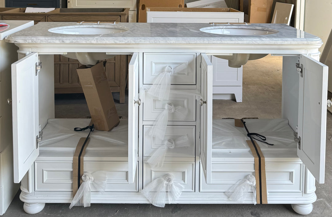 allen + roth Wrightsville 48-in Muse Gray Undermount Single Sink Bathroom Vanity with Natural Carrara Natural Marble Top (Damaged)
