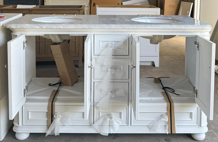 allen + roth Wrightsville 48-in Muse Gray Undermount Single Sink Bathroom Vanity with Natural Carrara Natural Marble Top (Damaged)