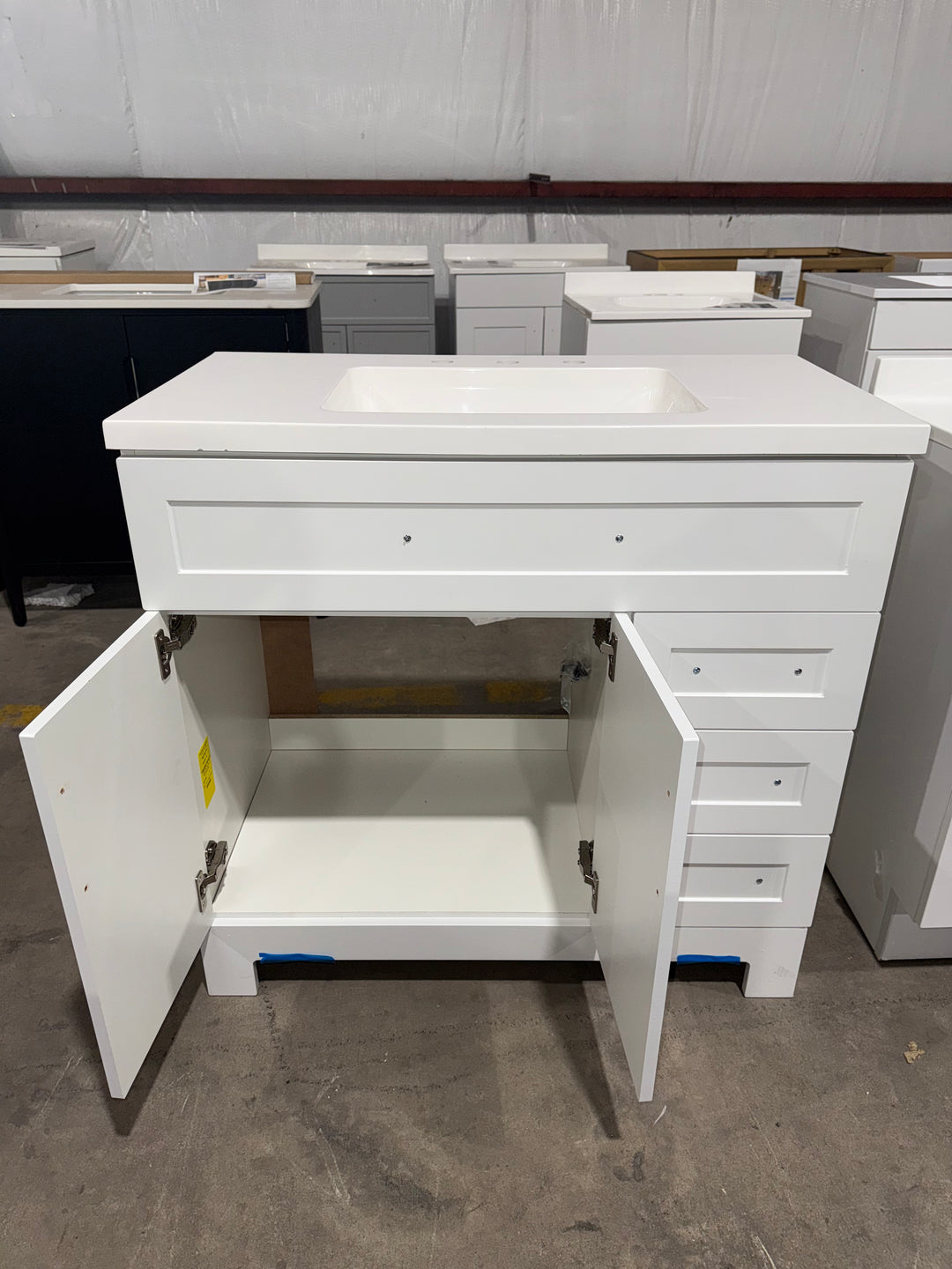 Style Selections Cauley 36-in True White Single sink Bathroom Vanity With Top (Open Box)