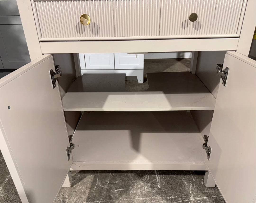 allen + roth Sandbanks 30-in Flaxen Greige Undermount Single Sink Bathroom Vanity with White Engineered Stone Top Damaged
